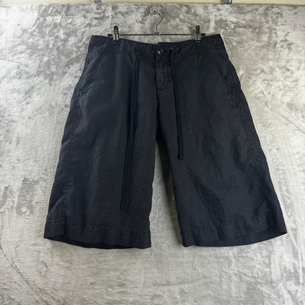 Lucky Brand Shorts Womens 6 28 Black Linen Wide Leg Drawstring F98D010 (1881)